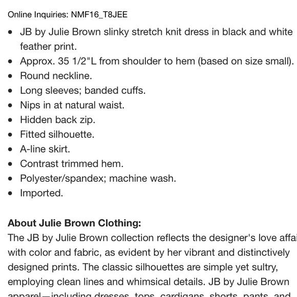 JB by Julie Brown Feather Print Morgan Mod Tunic Dress - S - Picture 10 of 11